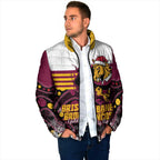 Custom Broncos Rugby Christmas Padded Jacket Brisbane Giddy Up Aboriginal Art - Aussie Hoodie