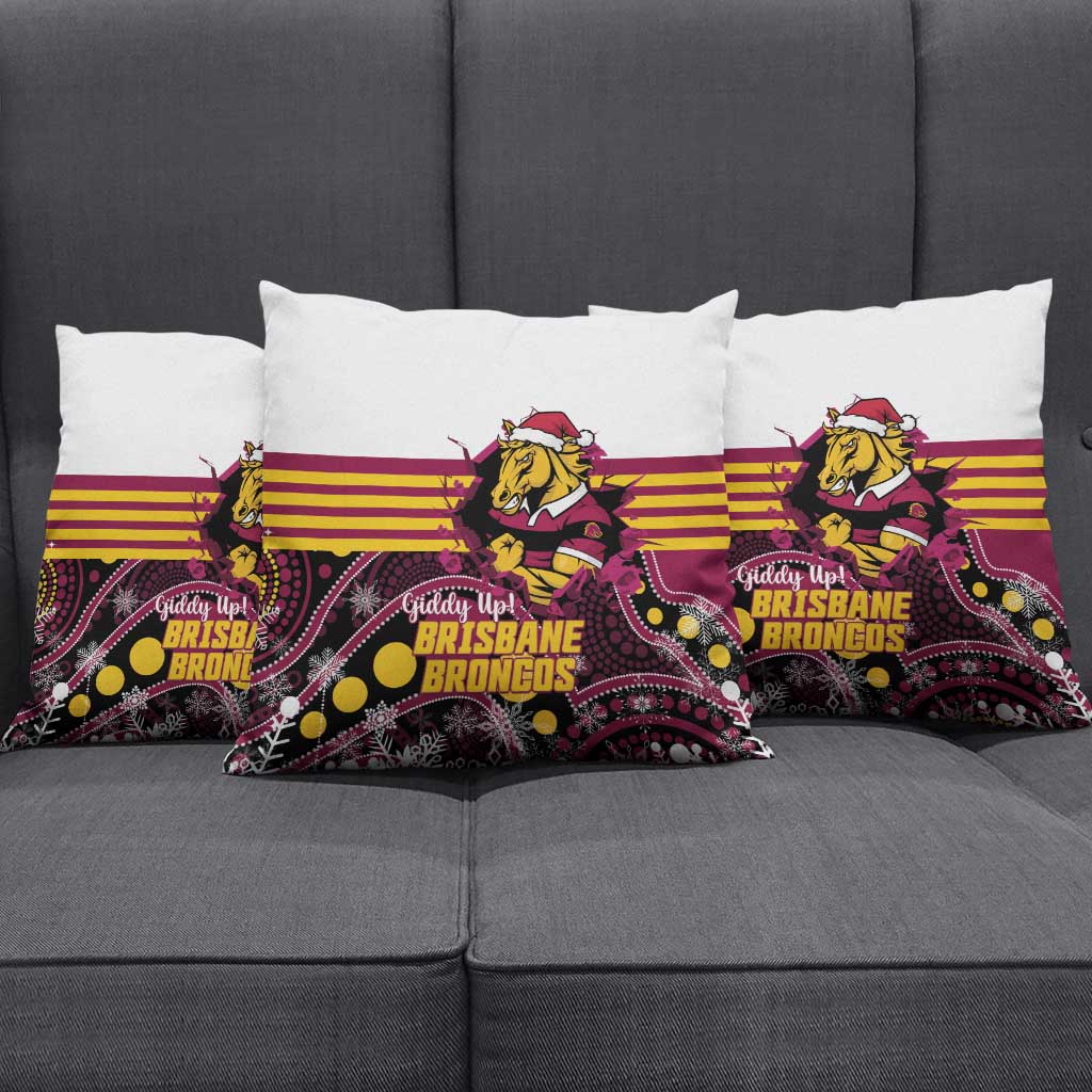 Broncos Rugby Christmas Pillow Cover Brisbane Giddy Up Aboriginal Art - Aussie Hoodie