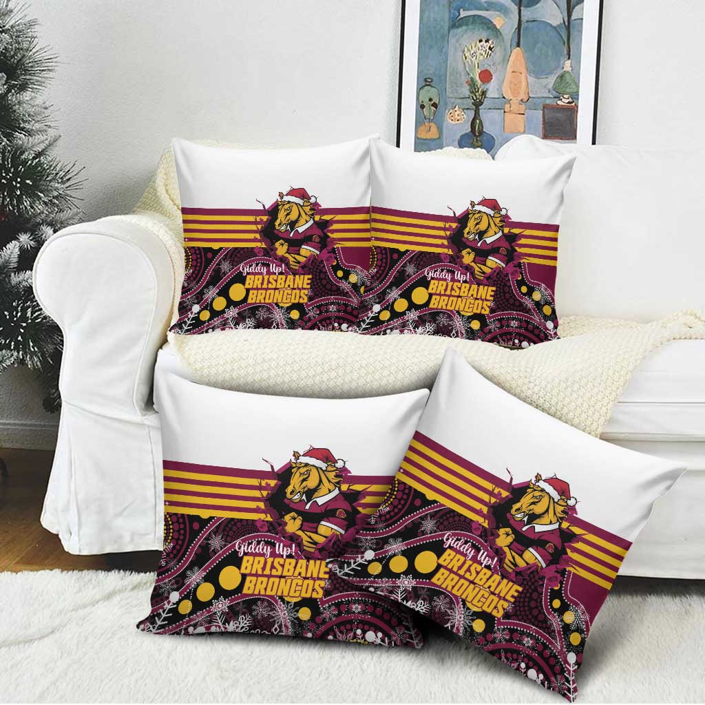 Broncos Rugby Christmas Pillow Cover Brisbane Giddy Up Aboriginal Art - Aussie Hoodie
