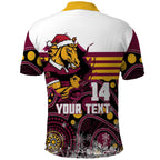 Custom Broncos Rugby Christmas Polo Shirt Brisbane Giddy Up Aboriginal Art - Aussie Hoodie
