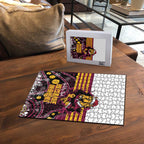 Broncos Rugby Christmas Puzzle Brisbane Giddy Up Aboriginal Art - Aussie Hoodie