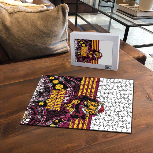 Broncos Rugby Christmas Puzzle Brisbane Giddy Up Aboriginal Art - Aussie Hoodie