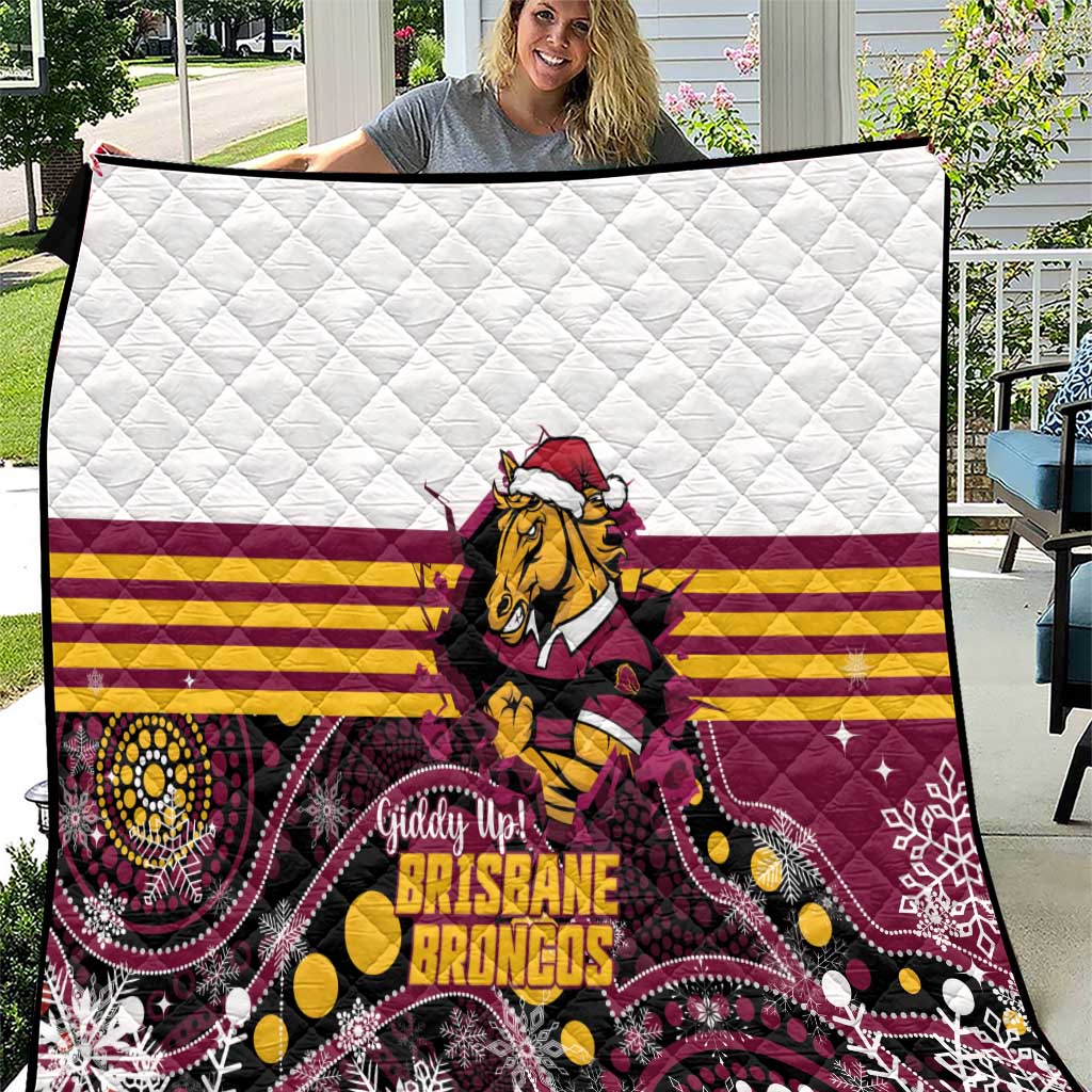 Broncos Rugby Christmas Quilt Brisbane Giddy Up Aboriginal Art - Aussie Hoodie