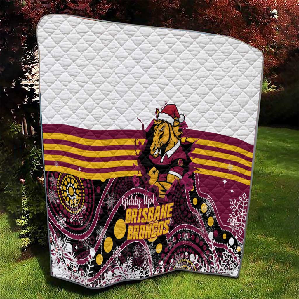 Broncos Rugby Christmas Quilt Brisbane Giddy Up Aboriginal Art - Aussie Hoodie