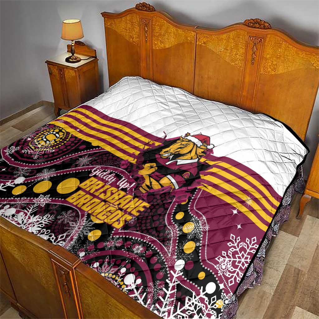 Broncos Rugby Christmas Quilt Brisbane Giddy Up Aboriginal Art - Aussie Hoodie