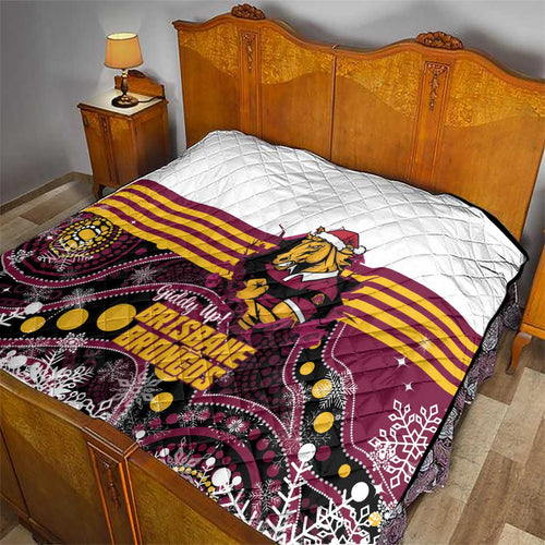 Broncos Rugby Christmas Quilt Brisbane Giddy Up Aboriginal Art - Aussie Hoodie