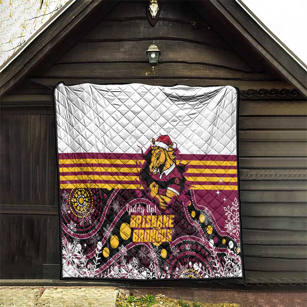 Broncos Rugby Christmas Quilt Brisbane Giddy Up Aboriginal Art - Aussie Hoodie