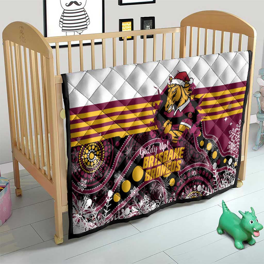 Broncos Rugby Christmas Quilt Brisbane Giddy Up Aboriginal Art - Aussie Hoodie