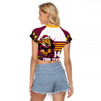 Custom Broncos Rugby Christmas Raglan Cropped T Shirt Brisbane Giddy Up Aboriginal Art - Aussie Hoodie