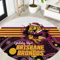 Broncos Rugby Christmas Round Carpet Brisbane Giddy Up Aboriginal Art - Aussie Hoodie
