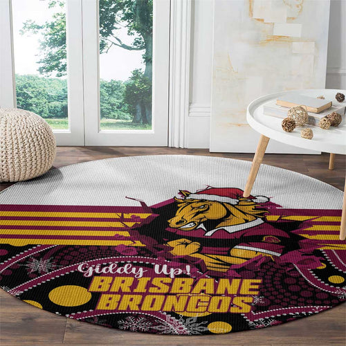Broncos Rugby Christmas Round Carpet Brisbane Giddy Up Aboriginal Art - Aussie Hoodie