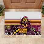 Broncos Rugby Christmas Rubber Doormat Brisbane Giddy Up Aboriginal Art - Aussie Hoodie
