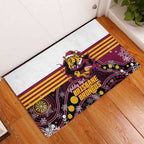 Broncos Rugby Christmas Rubber Doormat Brisbane Giddy Up Aboriginal Art - Aussie Hoodie