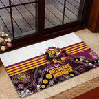 Broncos Rugby Christmas Rubber Doormat Brisbane Giddy Up Aboriginal Art - Aussie Hoodie