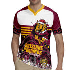 Custom Broncos Rugby Christmas Rugby Jersey Brisbane Giddy Up Aboriginal Art - Aussie Hoodie
