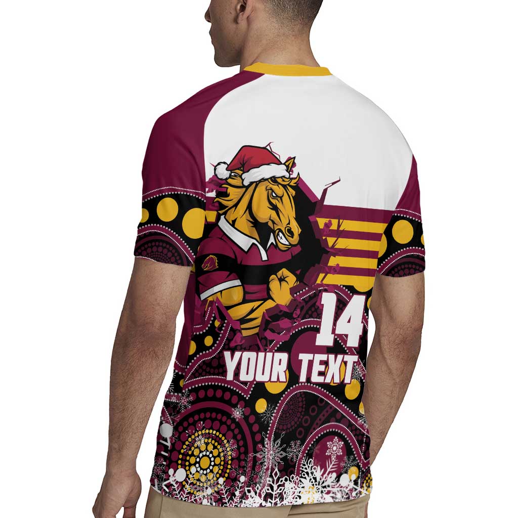 Custom Broncos Rugby Christmas Rugby Jersey Brisbane Giddy Up Aboriginal Art - Aussie Hoodie