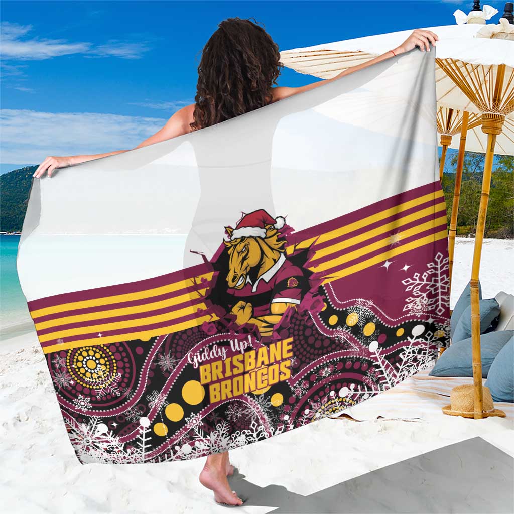 Broncos Rugby Christmas Sarong Brisbane Giddy Up Aboriginal Art - Aussie Hoodie