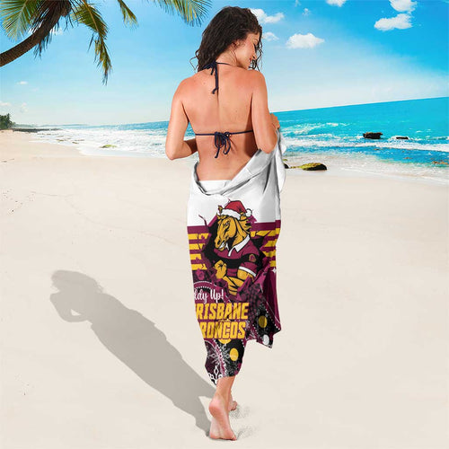 Broncos Rugby Christmas Sarong Brisbane Giddy Up Aboriginal Art - Aussie Hoodie