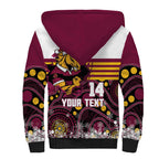 Custom Broncos Rugby Christmas Sherpa Hoodie Brisbane Giddy Up Aboriginal Art - Aussie Hoodie