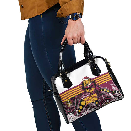 Broncos Rugby Christmas Shoulder Handbag Brisbane Giddy Up Aboriginal Art - Aussie Hoodie