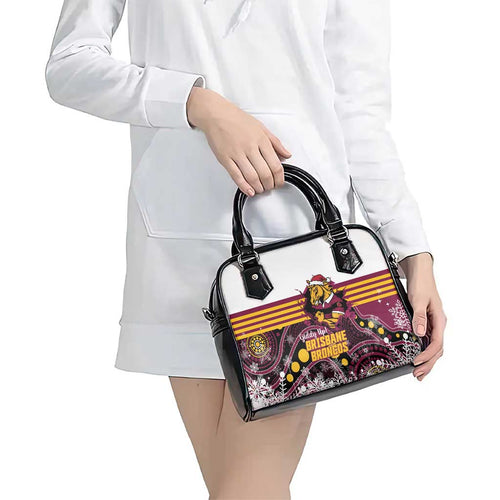 Broncos Rugby Christmas Shoulder Handbag Brisbane Giddy Up Aboriginal Art - Aussie Hoodie