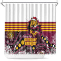 Broncos Rugby Christmas Shower Curtain Brisbane Giddy Up Aboriginal Art - Aussie Hoodie