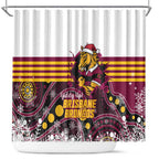 Broncos Rugby Christmas Shower Curtain Brisbane Giddy Up Aboriginal Art - Aussie Hoodie