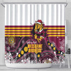 Broncos Rugby Christmas Shower Curtain Brisbane Giddy Up Aboriginal Art - Aussie Hoodie
