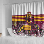 Broncos Rugby Christmas Shower Curtain Brisbane Giddy Up Aboriginal Art - Aussie Hoodie