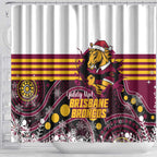 Broncos Rugby Christmas Shower Curtain Brisbane Giddy Up Aboriginal Art - Aussie Hoodie