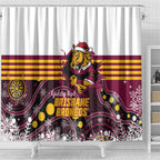 Broncos Rugby Christmas Shower Curtain Brisbane Giddy Up Aboriginal Art - Aussie Hoodie