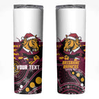 Custom Broncos Rugby Christmas Skinny Tumbler Brisbane Giddy Up Aboriginal Art - Aussie Hoodie
