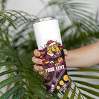 Custom Broncos Rugby Christmas Skinny Tumbler Brisbane Giddy Up Aboriginal Art - Aussie Hoodie