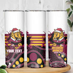 Custom Broncos Rugby Christmas Skinny Tumbler Brisbane Giddy Up Aboriginal Art - Aussie Hoodie