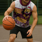 Custom Broncos Rugby Christmas Sleeveless Hoodie Brisbane Giddy Up Aboriginal Art - Aussie Hoodie