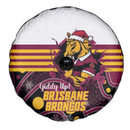 Broncos Rugby Christmas Spare Tire Cover Brisbane Giddy Up Aboriginal Art - Aussie Hoodie