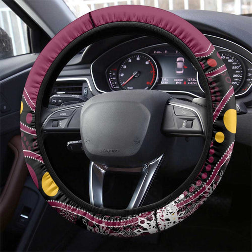 Broncos Rugby Christmas Steering Wheel Cover Brisbane Giddy Up Aboriginal Art - Aussie Hoodie