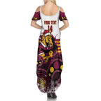 Custom Broncos Rugby Christmas Summer Maxi Dress Brisbane Giddy Up Aboriginal Art - Aussie Hoodie
