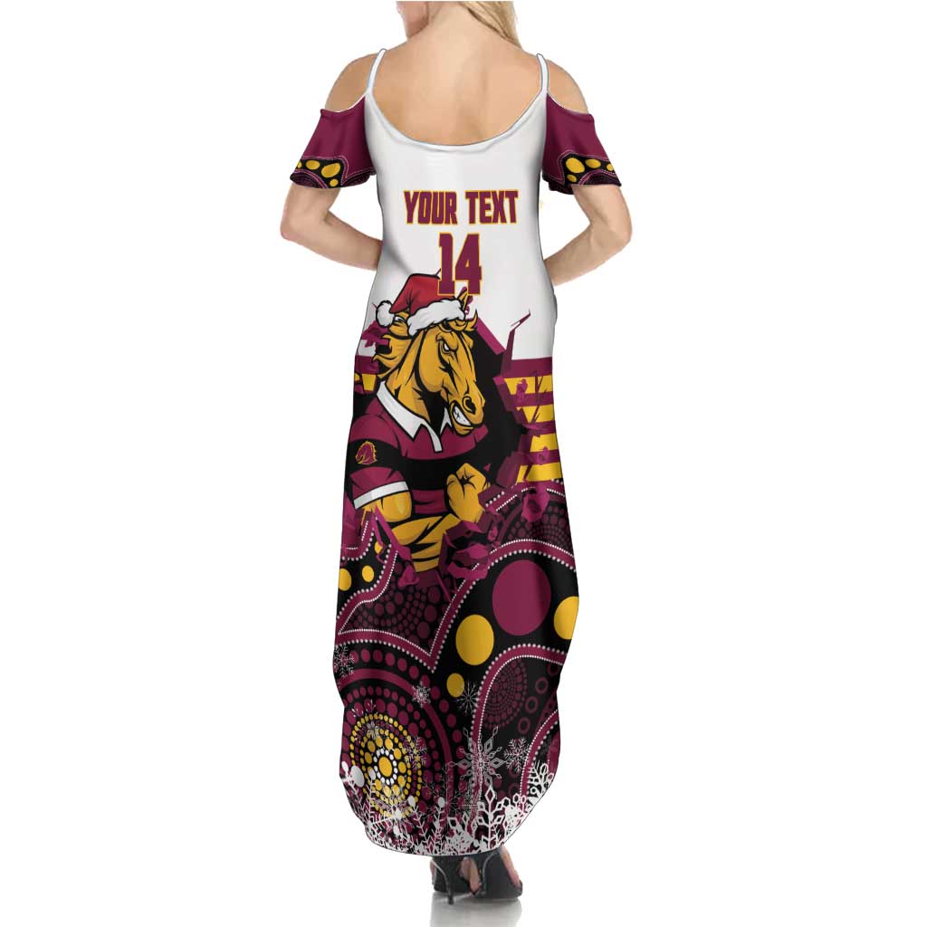 Custom Broncos Rugby Christmas Summer Maxi Dress Brisbane Giddy Up Aboriginal Art - Aussie Hoodie
