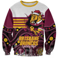 Custom Broncos Rugby Christmas Sweatshirt Brisbane Giddy Up Aboriginal Art - Aussie Hoodie