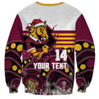 Custom Broncos Rugby Christmas Sweatshirt Brisbane Giddy Up Aboriginal Art - Aussie Hoodie