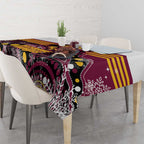 Broncos Rugby Christmas Tablecloth Brisbane Giddy Up Aboriginal Art - Aussie Hoodie