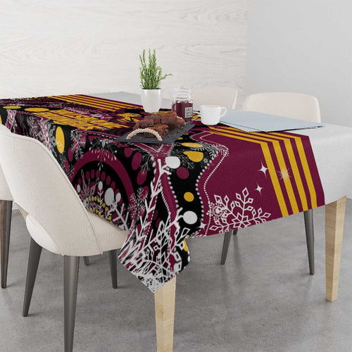 Broncos Rugby Christmas Tablecloth Brisbane Giddy Up Aboriginal Art - Aussie Hoodie