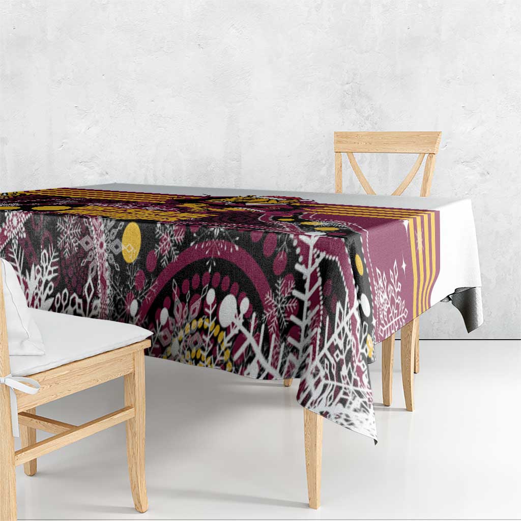 Broncos Rugby Christmas Tablecloth Brisbane Giddy Up Aboriginal Art - Aussie Hoodie