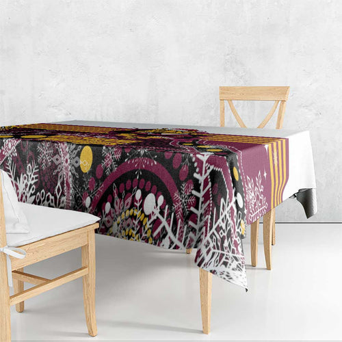 Broncos Rugby Christmas Tablecloth Brisbane Giddy Up Aboriginal Art - Aussie Hoodie