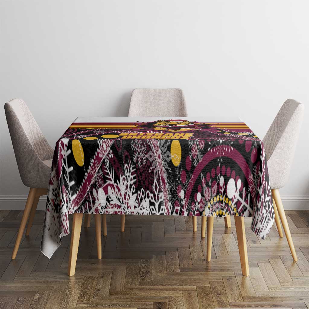 Broncos Rugby Christmas Tablecloth Brisbane Giddy Up Aboriginal Art - Aussie Hoodie
