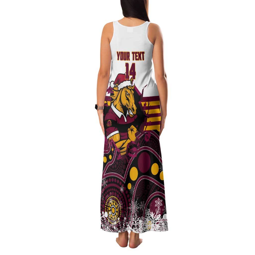 Custom Broncos Rugby Christmas Tank Maxi Dress Brisbane Giddy Up Aboriginal Art - Aussie Hoodie