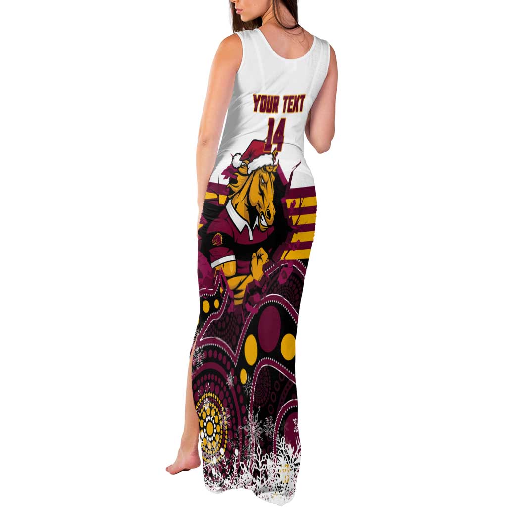 Custom Broncos Rugby Christmas Tank Maxi Dress Brisbane Giddy Up Aboriginal Art - Aussie Hoodie