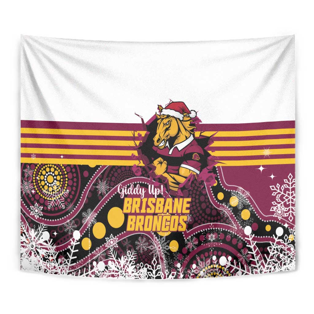 Broncos Rugby Christmas Tapestry Brisbane Giddy Up Aboriginal Art - Aussie Hoodie