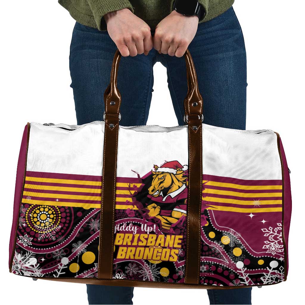 Broncos Rugby Christmas Travel Bag Brisbane Giddy Up Aboriginal Art - Aussie Hoodie